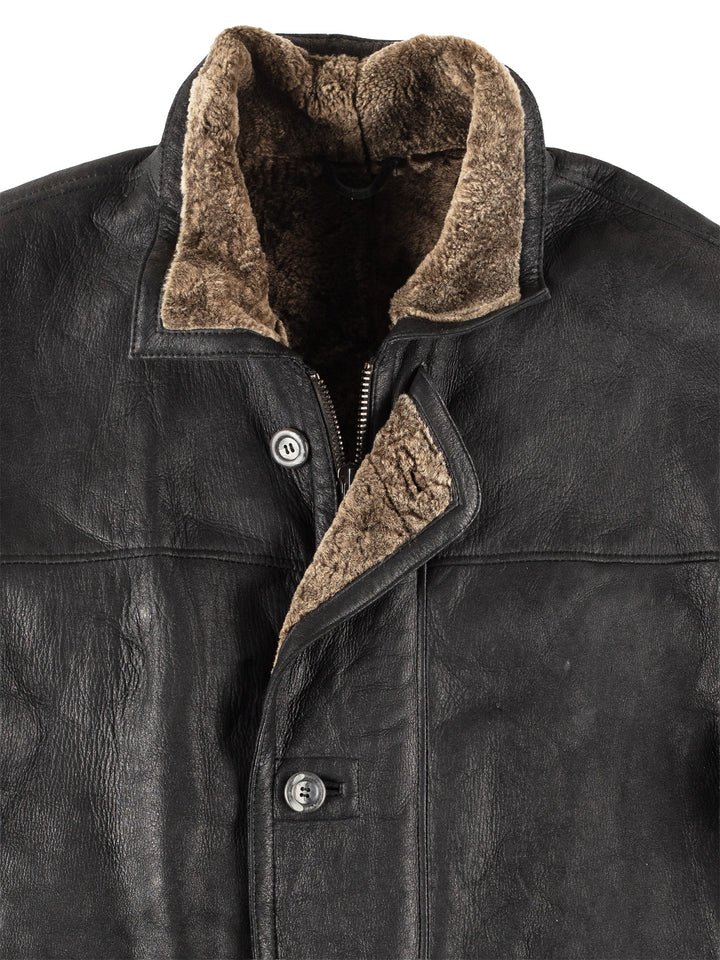 Vintage 90's Men Sheepskin Coat in Black