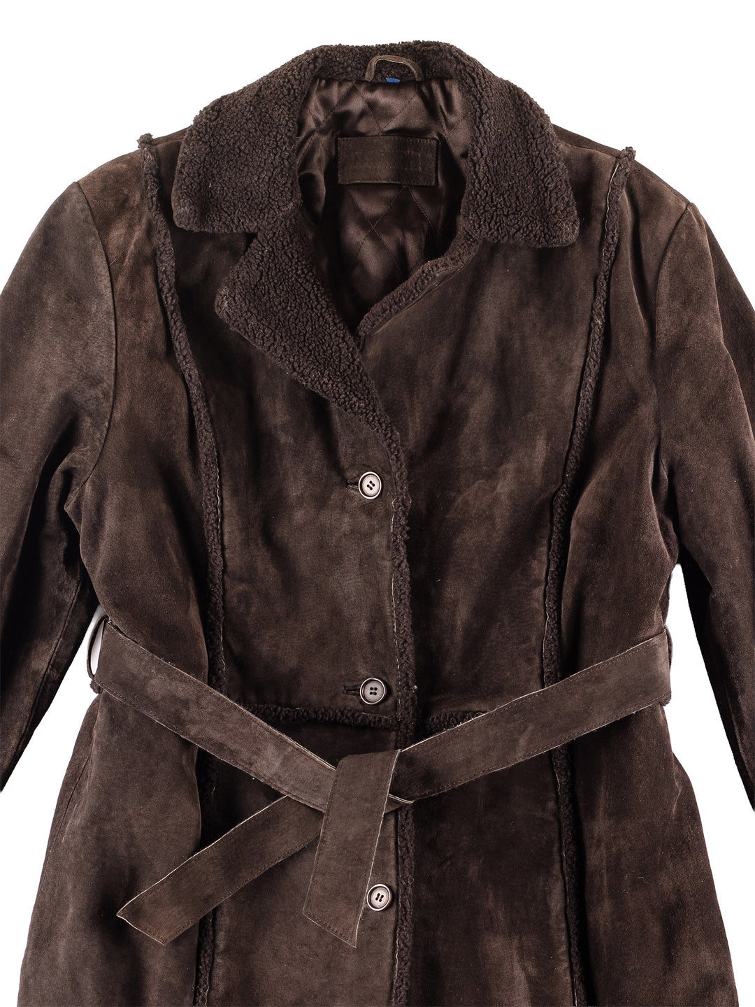 Vintage 90's Women Faux Sheepskin Coat in Brown