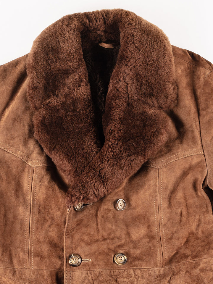 Vintage 70's Men Sheepskin Coat in Brown