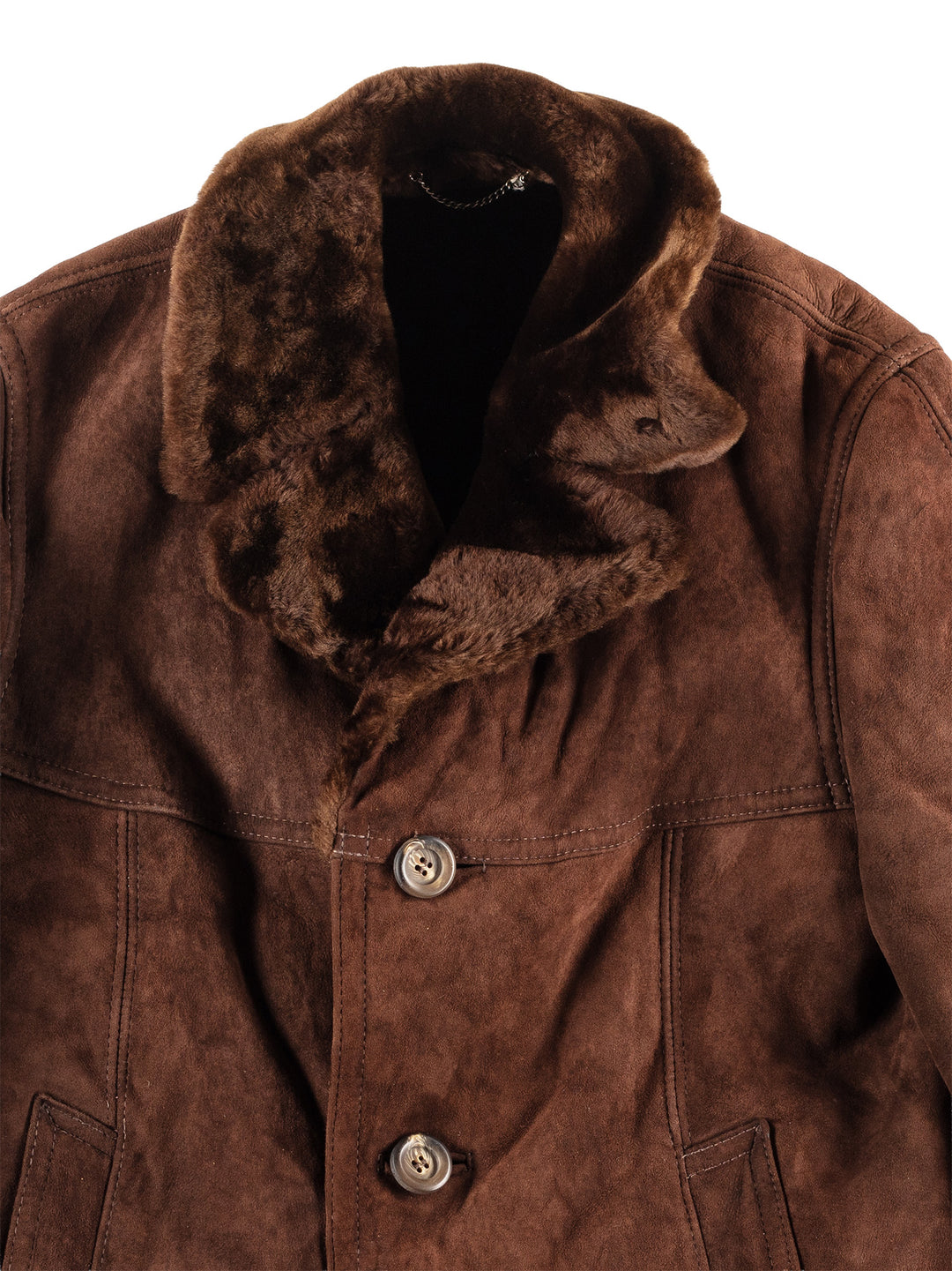 Vintage 80's Men Sheepskin Coat in Brown