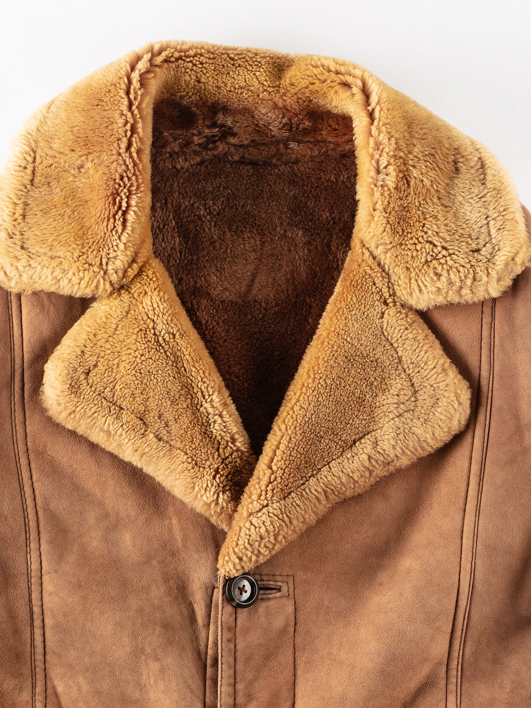 Vintage 80's Men Sheepskin Coat in BrownVN163