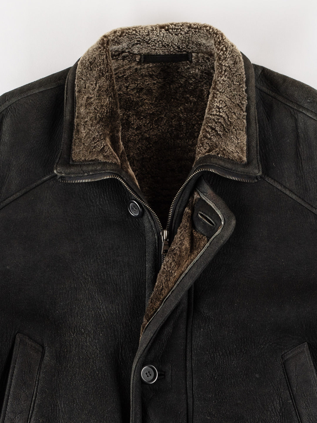 Vintage 80's Men Sheepskin Coat in BlackVN612