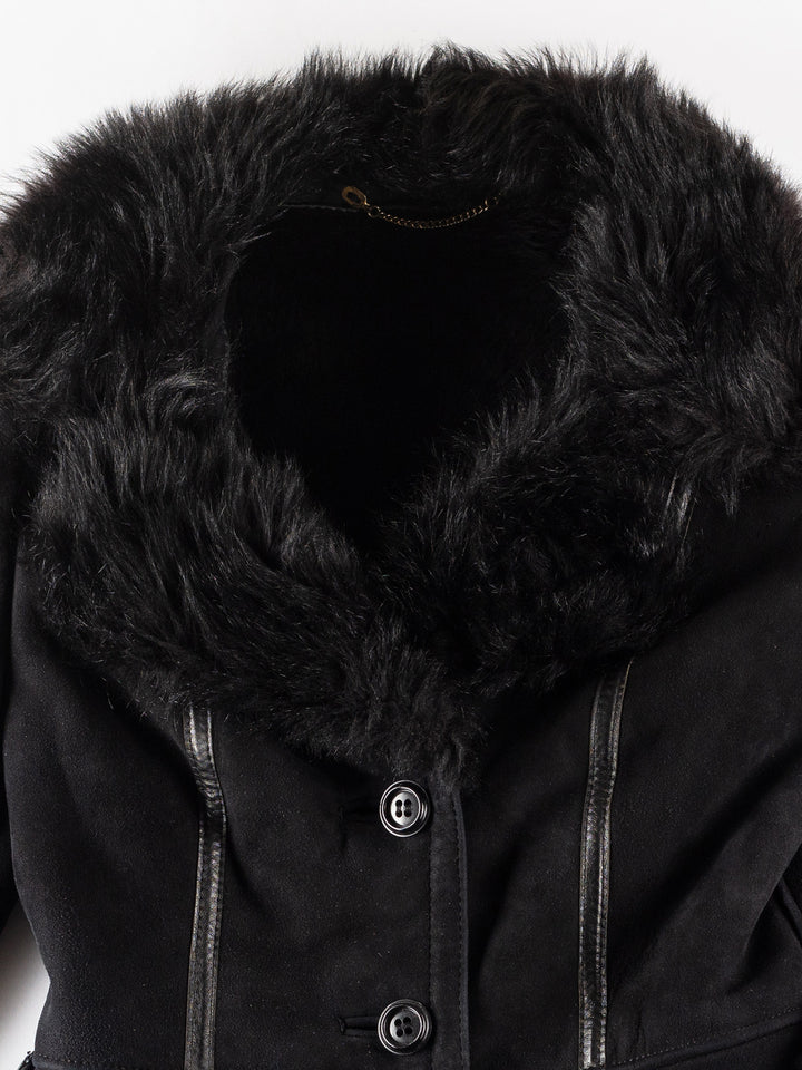 Vintage 70's Women Sheepskin Coat in BlackMN243