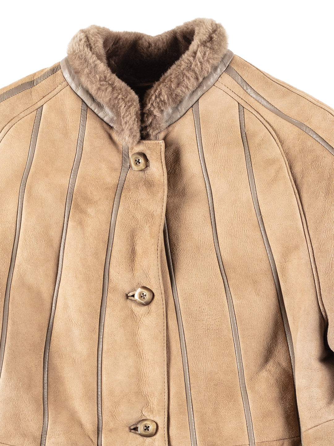 Vintage 80's Women Sheepskin Coat in Beige