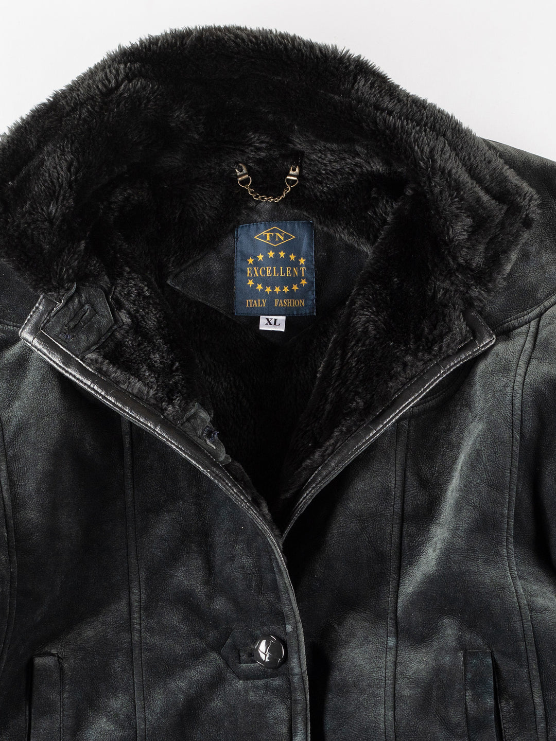 Vintage 90's Women Faux Sheepskin Coat in BlueMN191