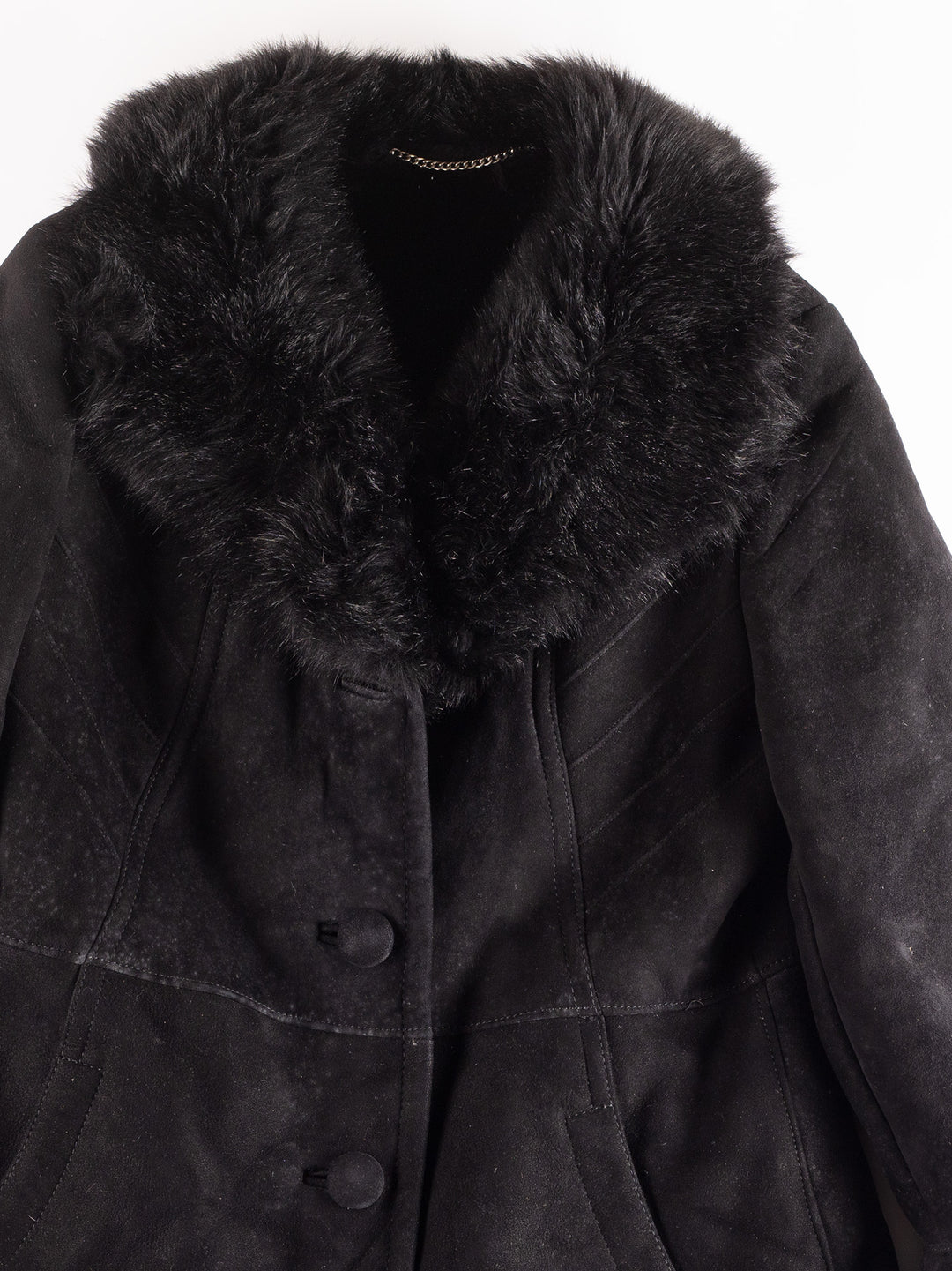 Vintage 90's Women Sheepskin Coat in Black