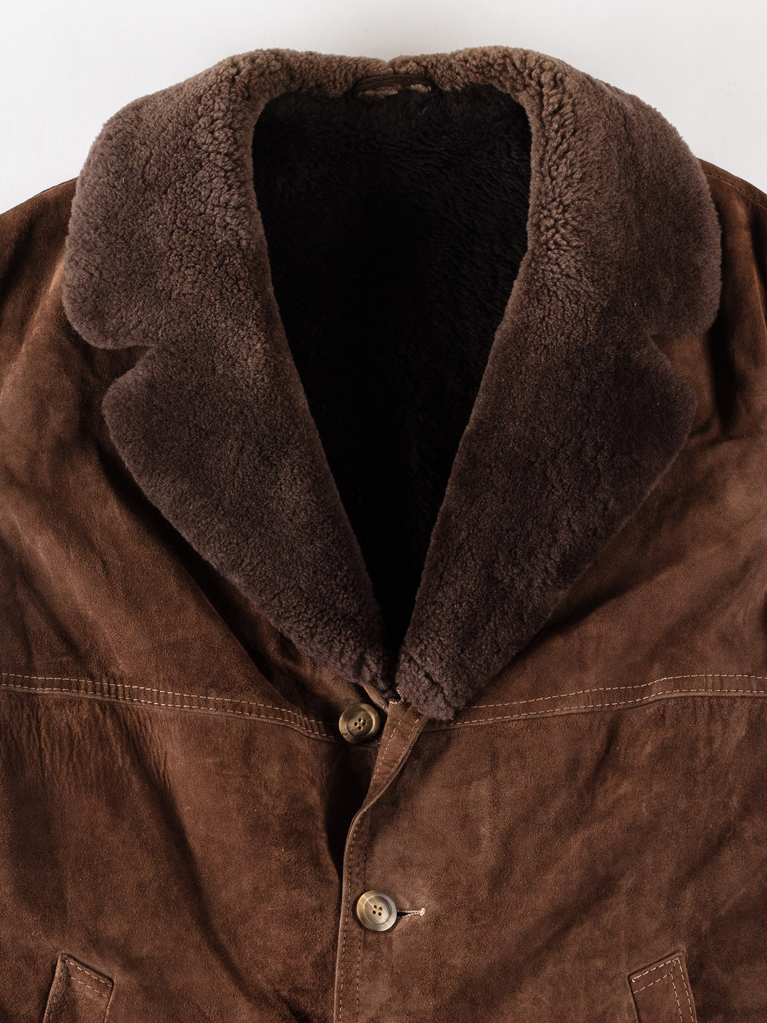 Vintage 80's Men Faux Sheepskin Coat in BrownVN371
