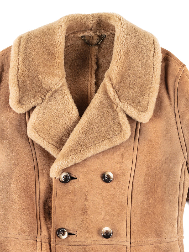 Vintage 70's Men Sheepskin Coat in Beige