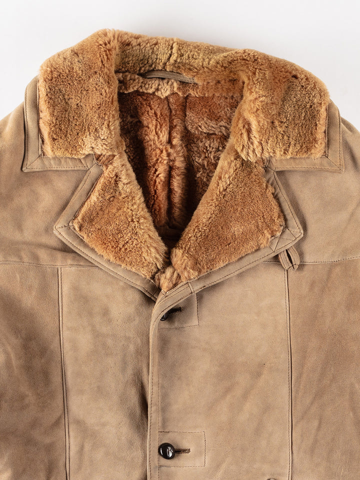 Vintage 80's Men Sheepskin Coat in BeigeVN199