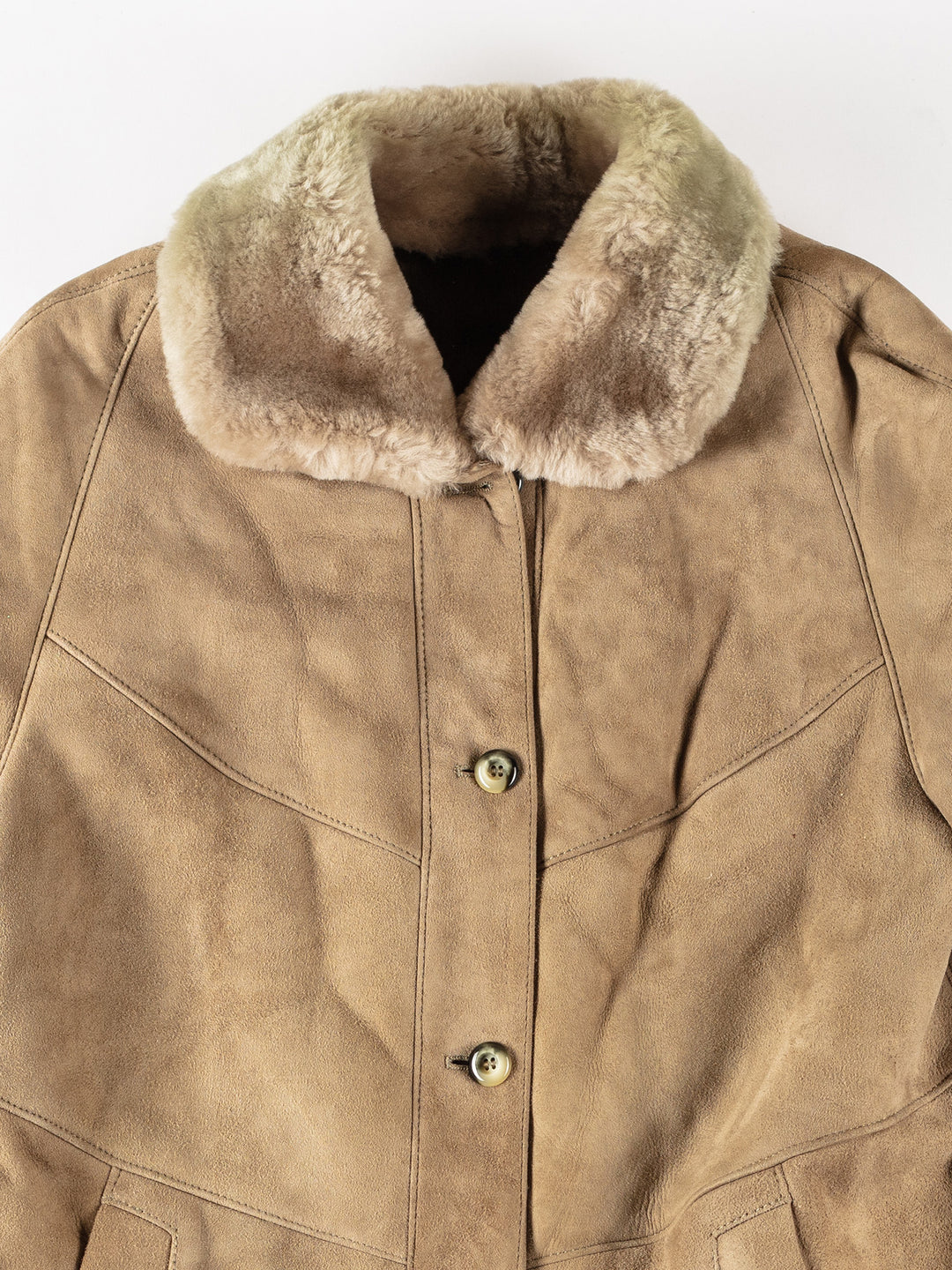 Vintage 80's Women Sheepskin Coat in BeigeMN151