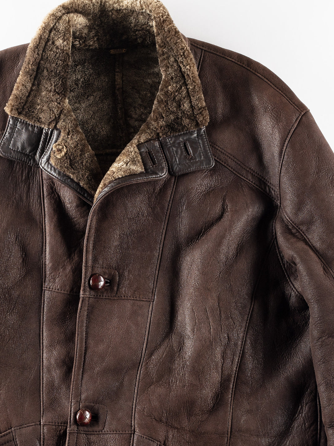 Vintage 80's Men Sheepskin Coat in Brown