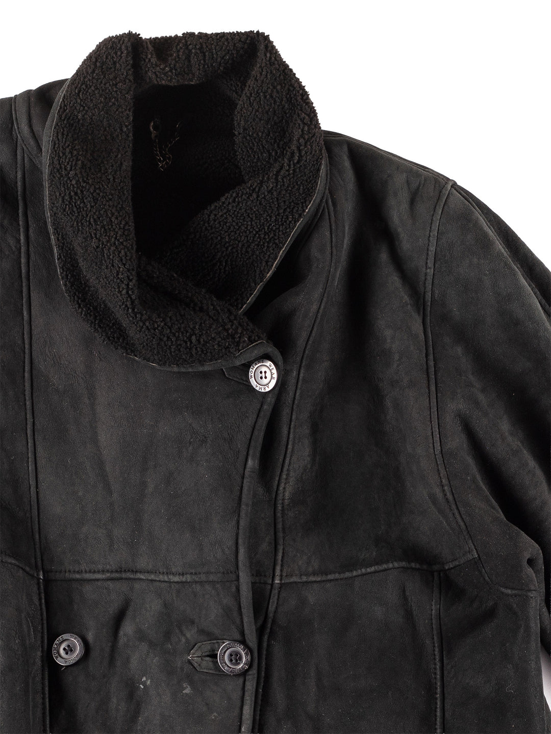 Vintage 90's Women Sheepskin Coat in Black