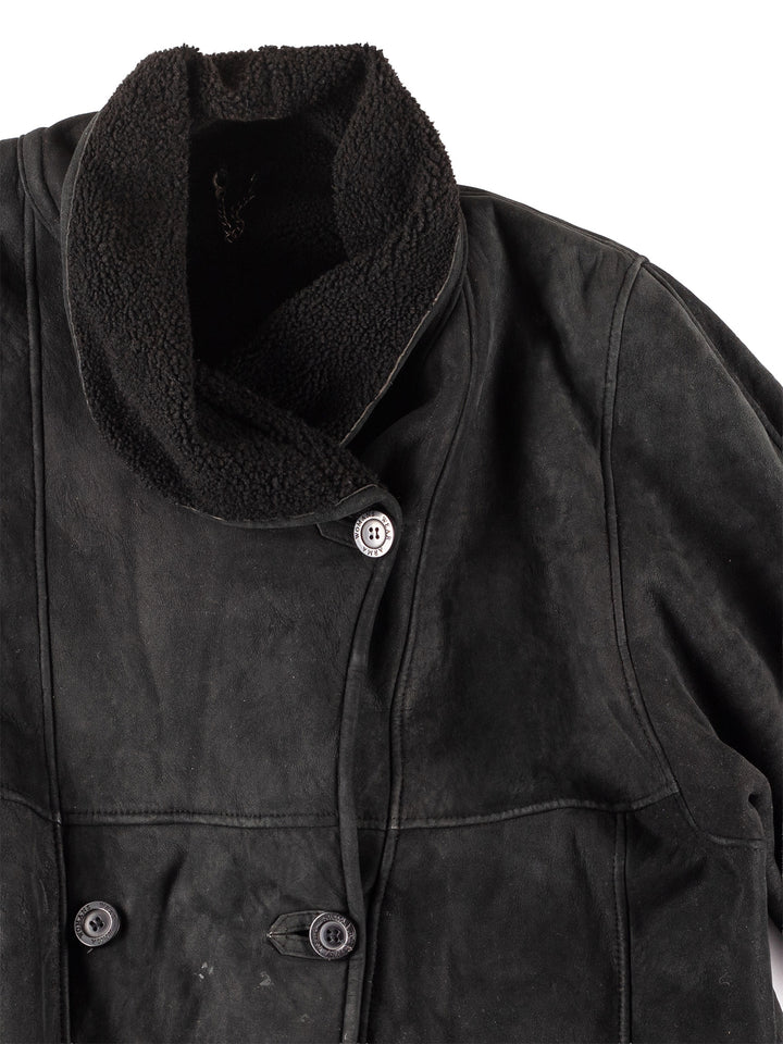 Vintage 90's Women Sheepskin Coat in Black