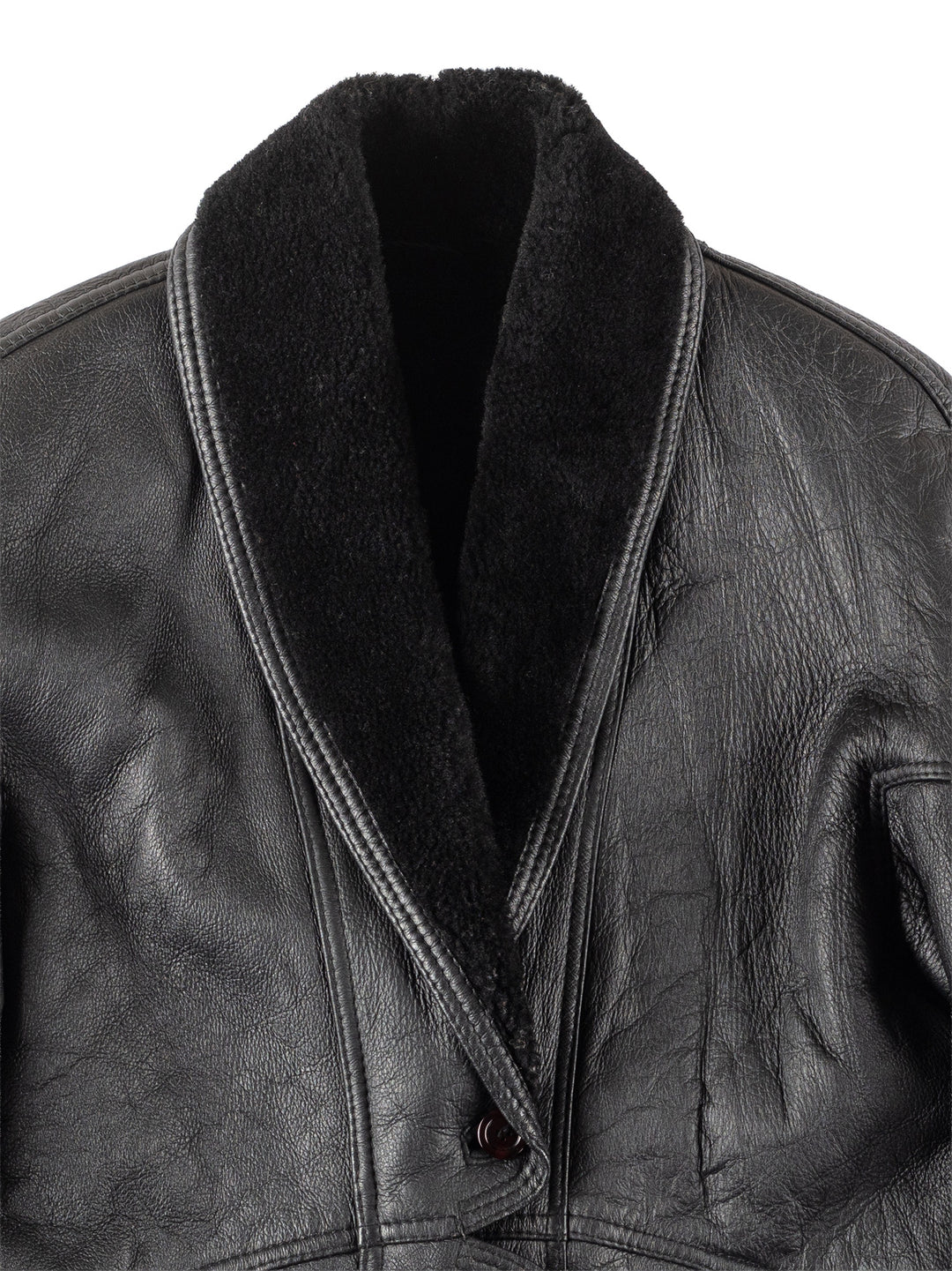 Vintage 80's Women Sheepskin Coat in Black