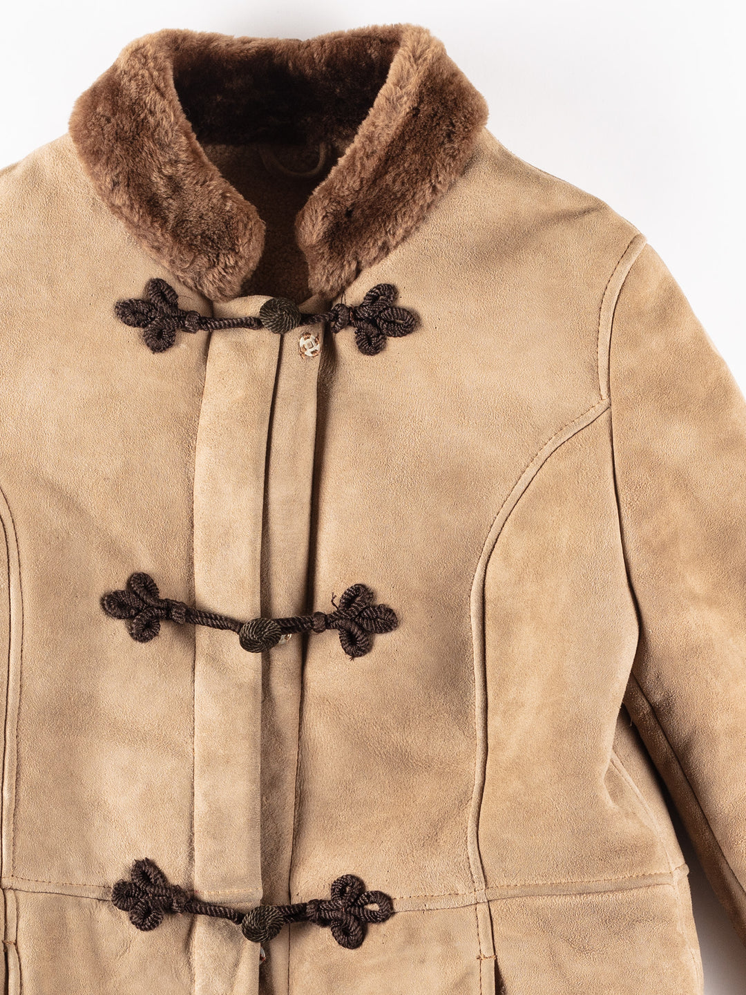 Vintage 90's Women Sheepskin Coat in Beige