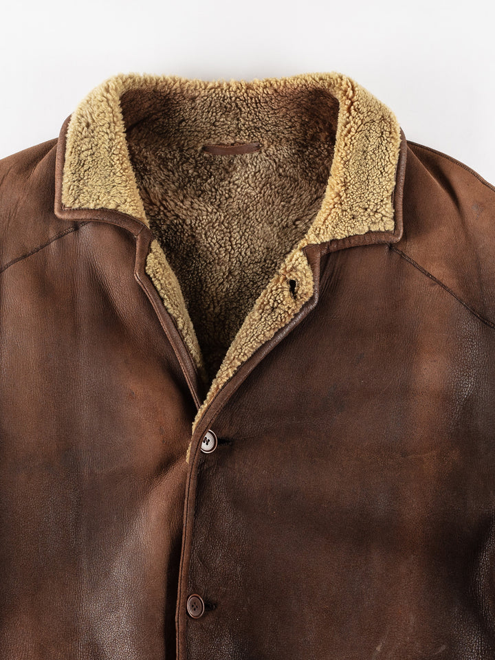 Vintage 80's Men Sheepskin Coat in BrownVN171