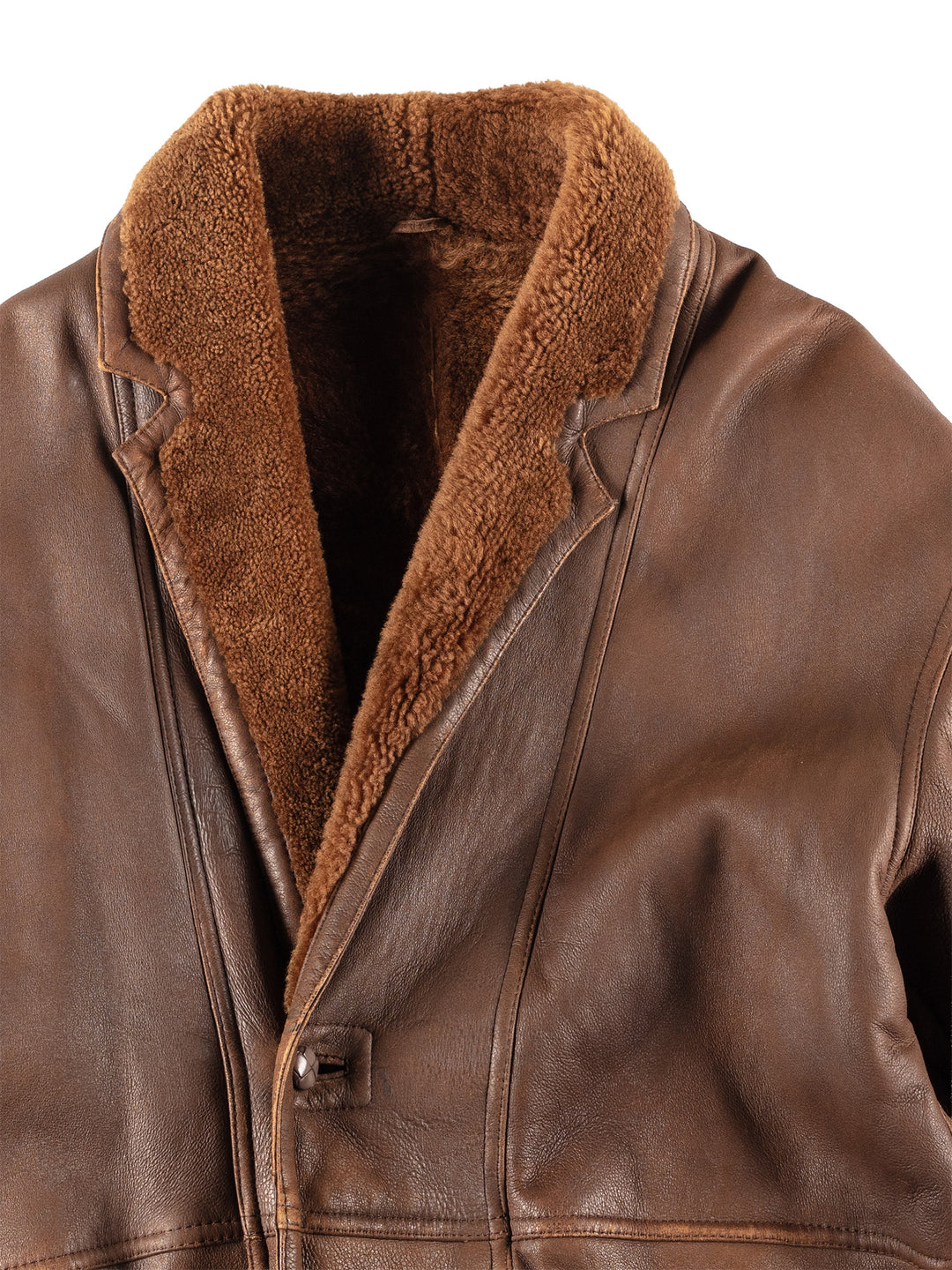 Vintage 80's Men Sheepskin Coat in Brown