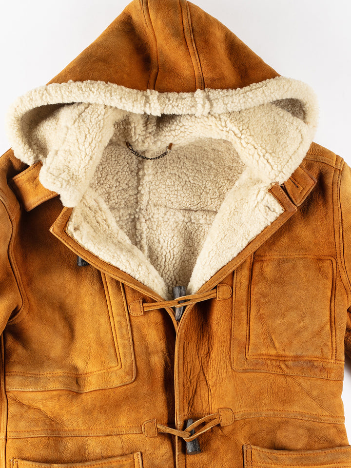 Vintage 80's Men Sheepskin Coat in OrangeVN149