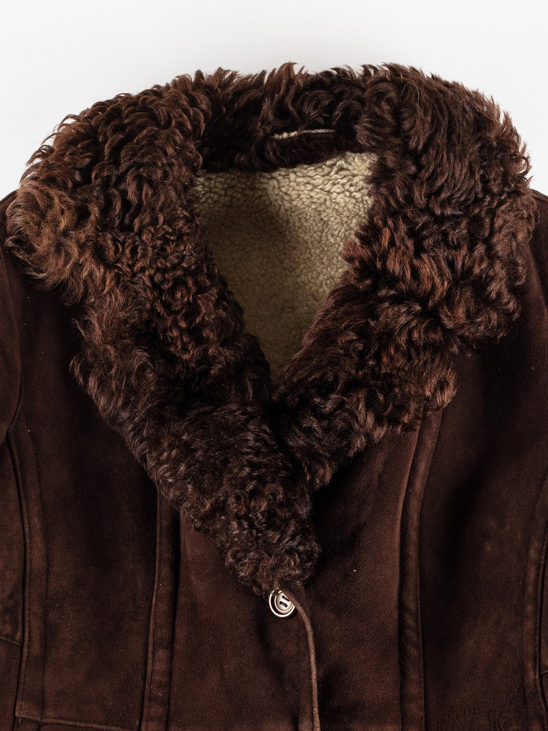 Vintage 80's Women Sheepskin Coat in BrownMN409