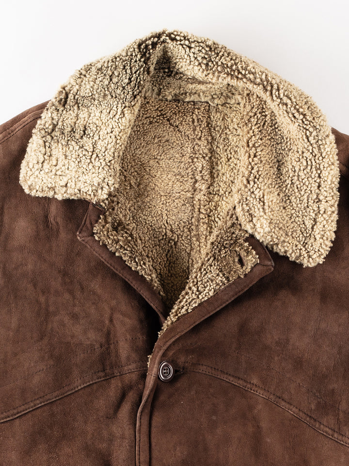 Vintage 80's Men Sheepskin Jacket in BrownVN239