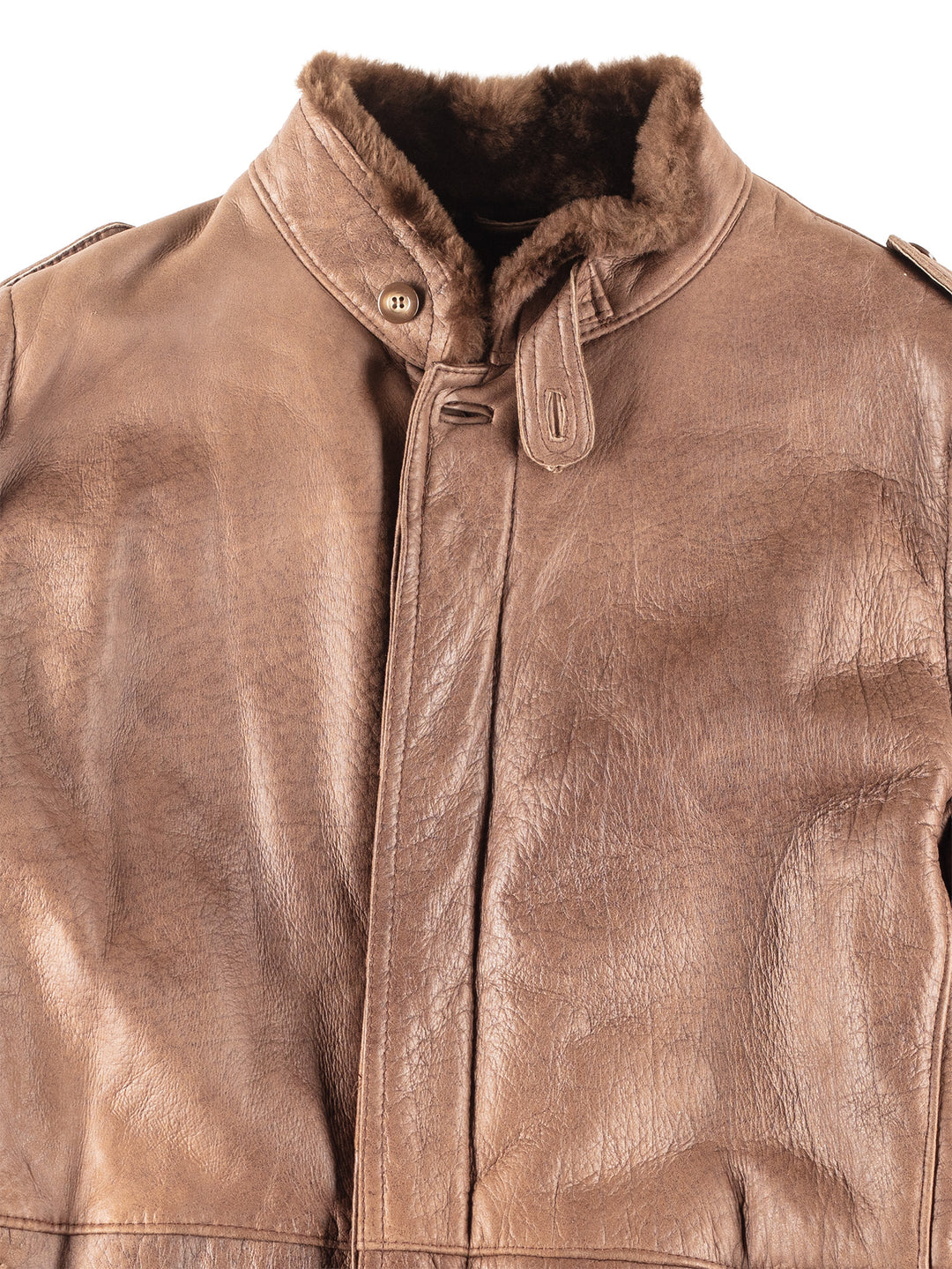 Vintage 80's Men Sheepskin Coat in Brown