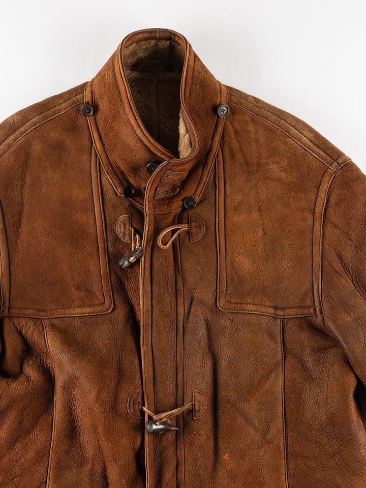 Vintage 80's Men Sheepskin Coat in BrownVN175