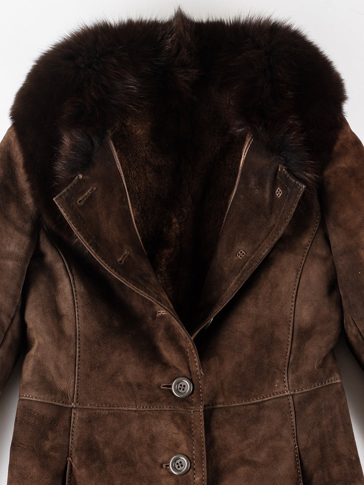 Vintage 70's Women Sheepskin Coat in BrownMN165