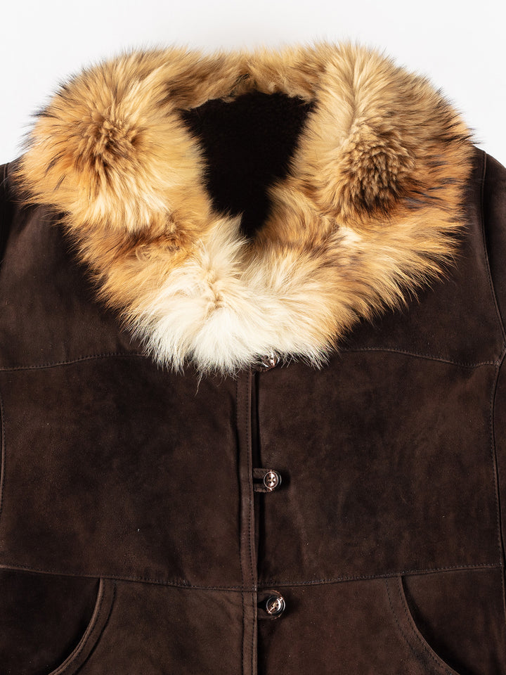 Vintage 80's Women Sheepskin Coat in BrownMN253