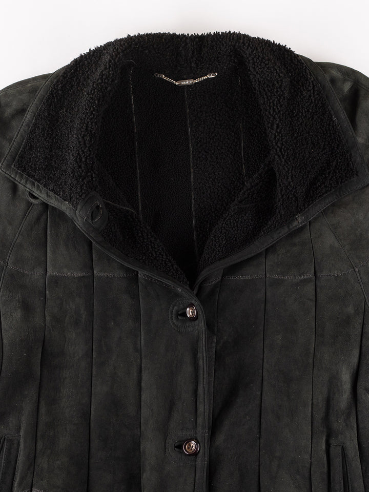 Vintage 90's Women Sheepskin Coat in GreenMN209
