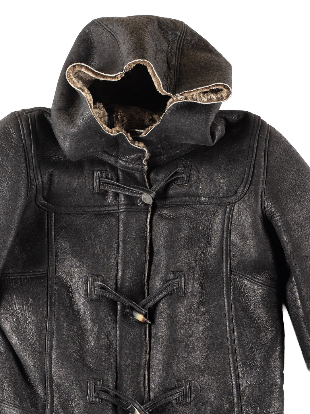 Vintage 80's Women Sheepskin Coat in Black
