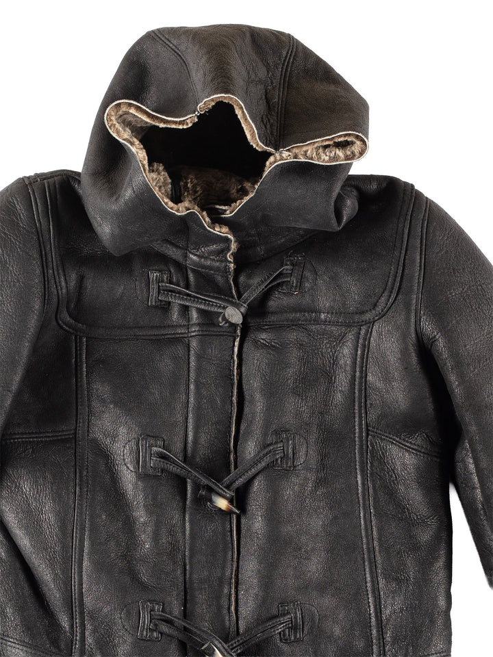 Vintage 80's Women Sheepskin Coat in Black