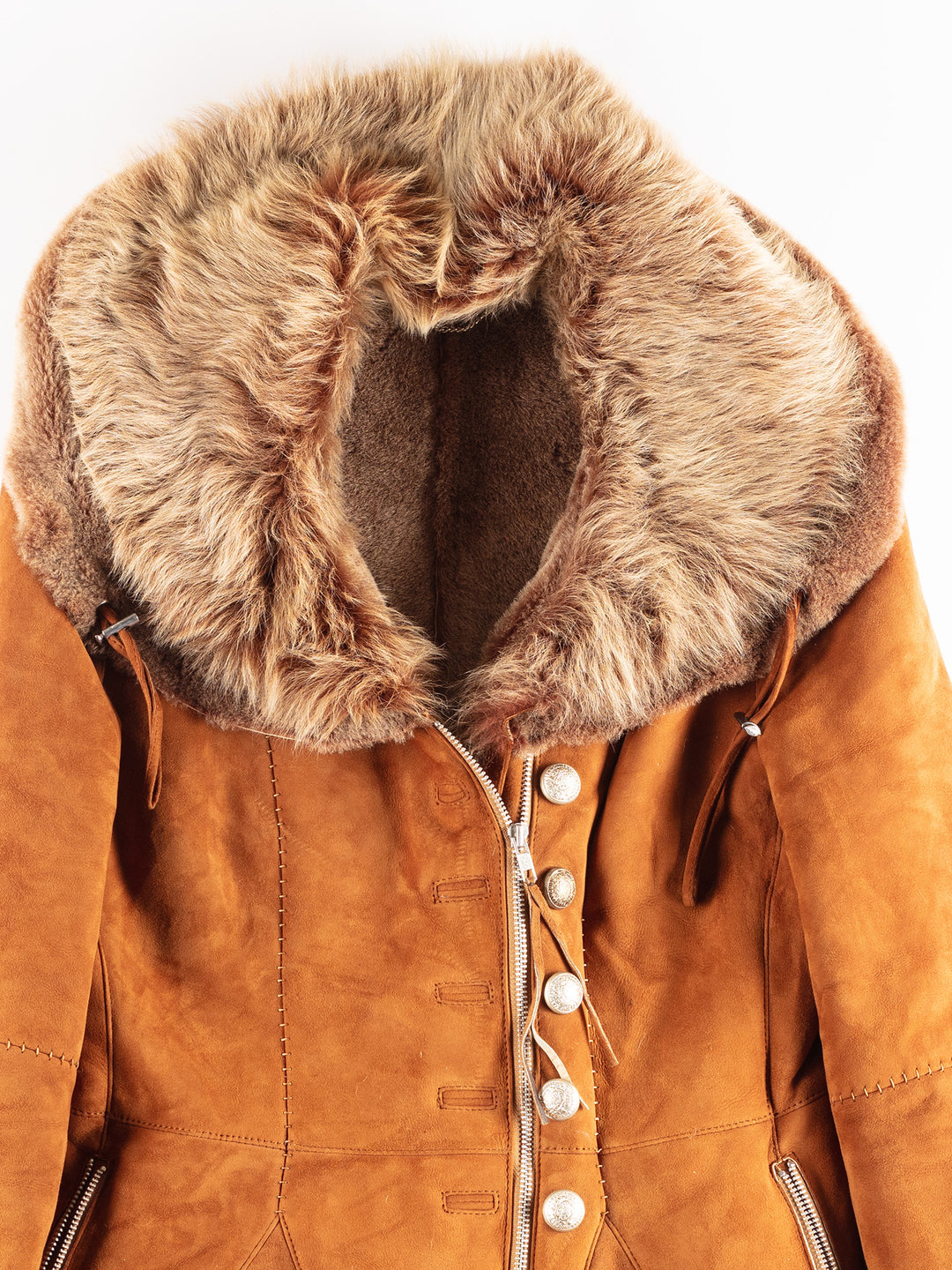 Vintage 90's Women Sheepskin Jacket in Brown