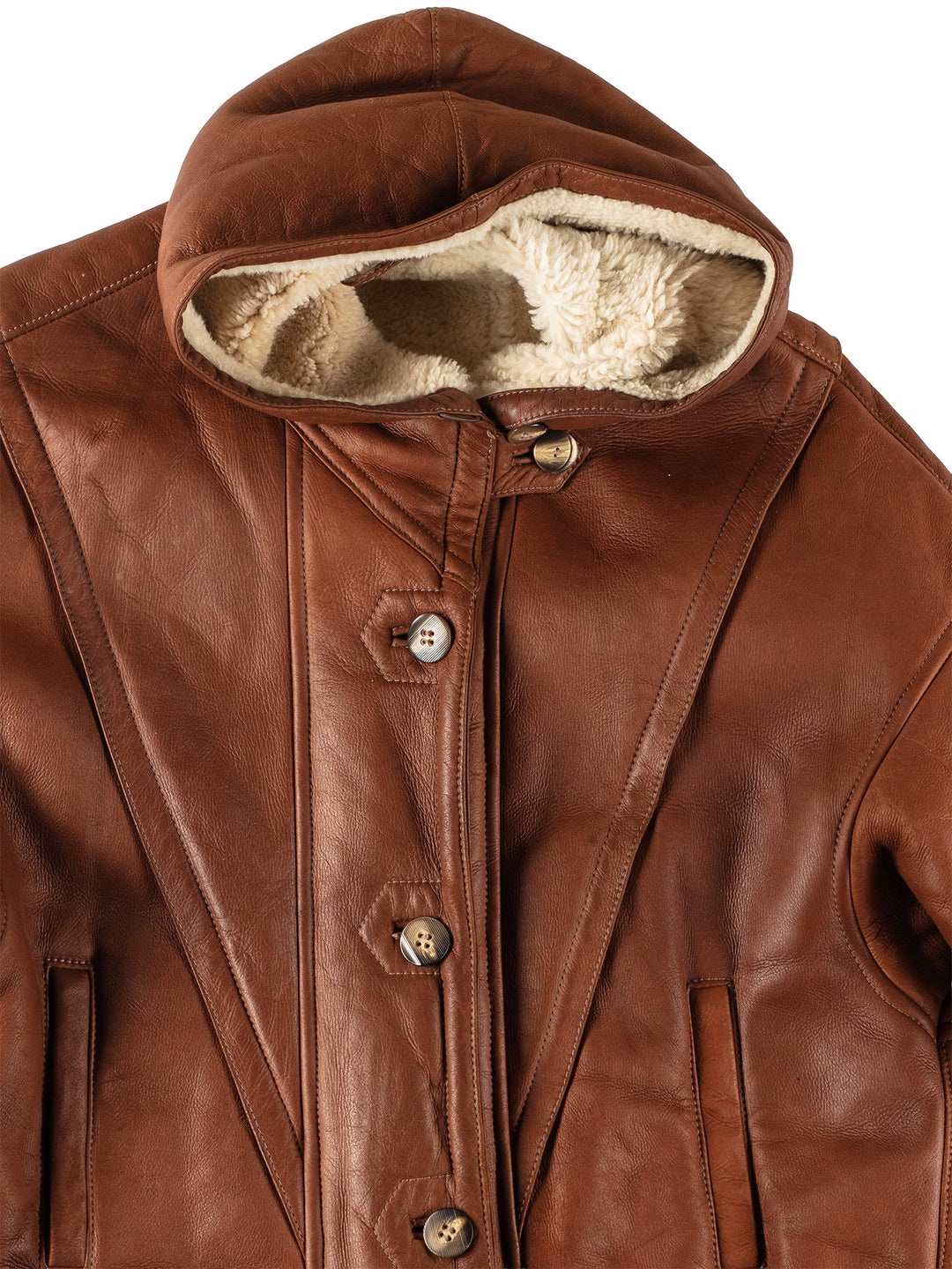 Vintage 80's Women Sheepskin Coat in Brown