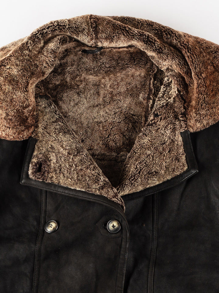 Vintage Women Sheepskin Coat in BlackMN138