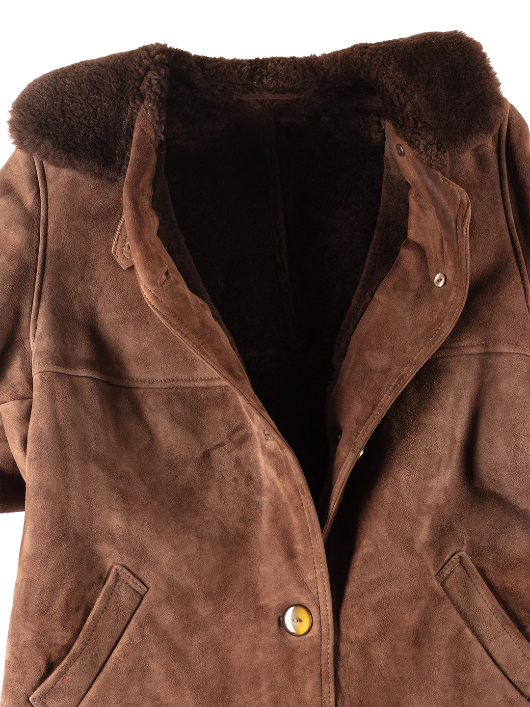 Vintage 80's Women Sheepskin Coat in Brown