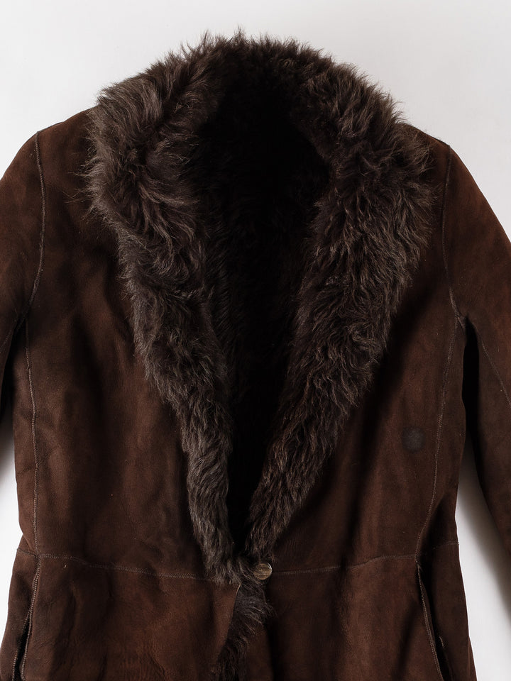 Vintage 70's Women Sheepskin Coat in BrownMN511