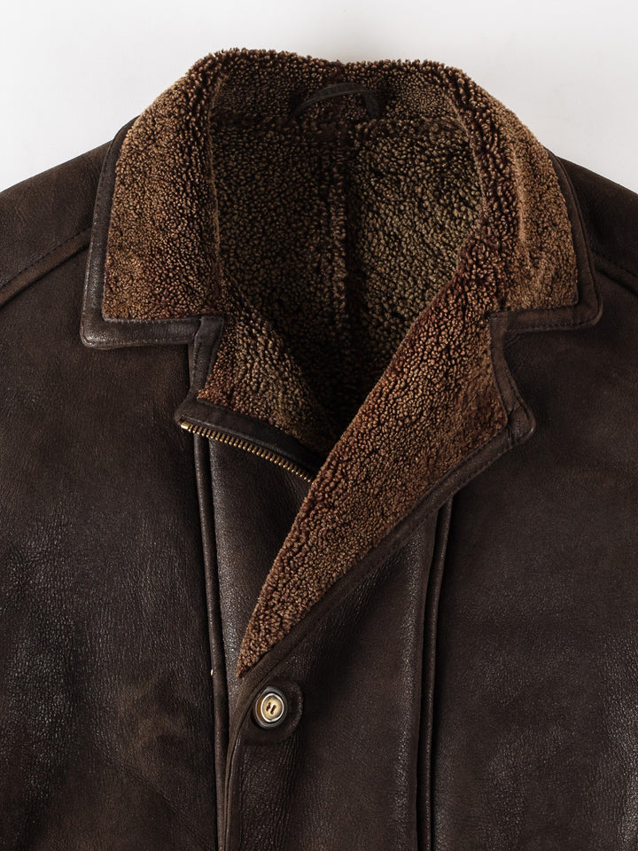 Vintage 80's Men Sheepskin Coat in BrownVN357