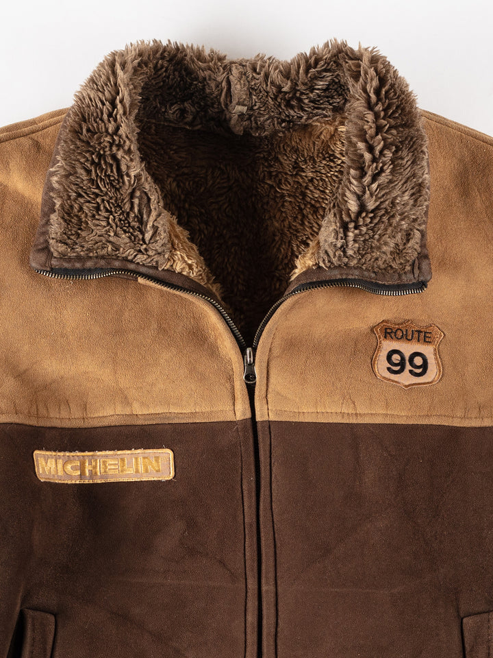 Vintage 00's Men Faux Sheepskin Jacket in BrownVN204