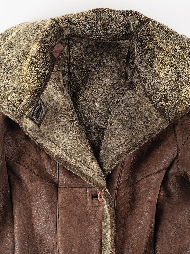 Vintage 80's Women Sheepskin Coat in BrownMN220