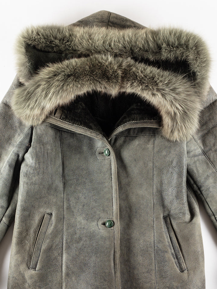 Vintage 70's Women Sheepskin Vest in GrayMN252