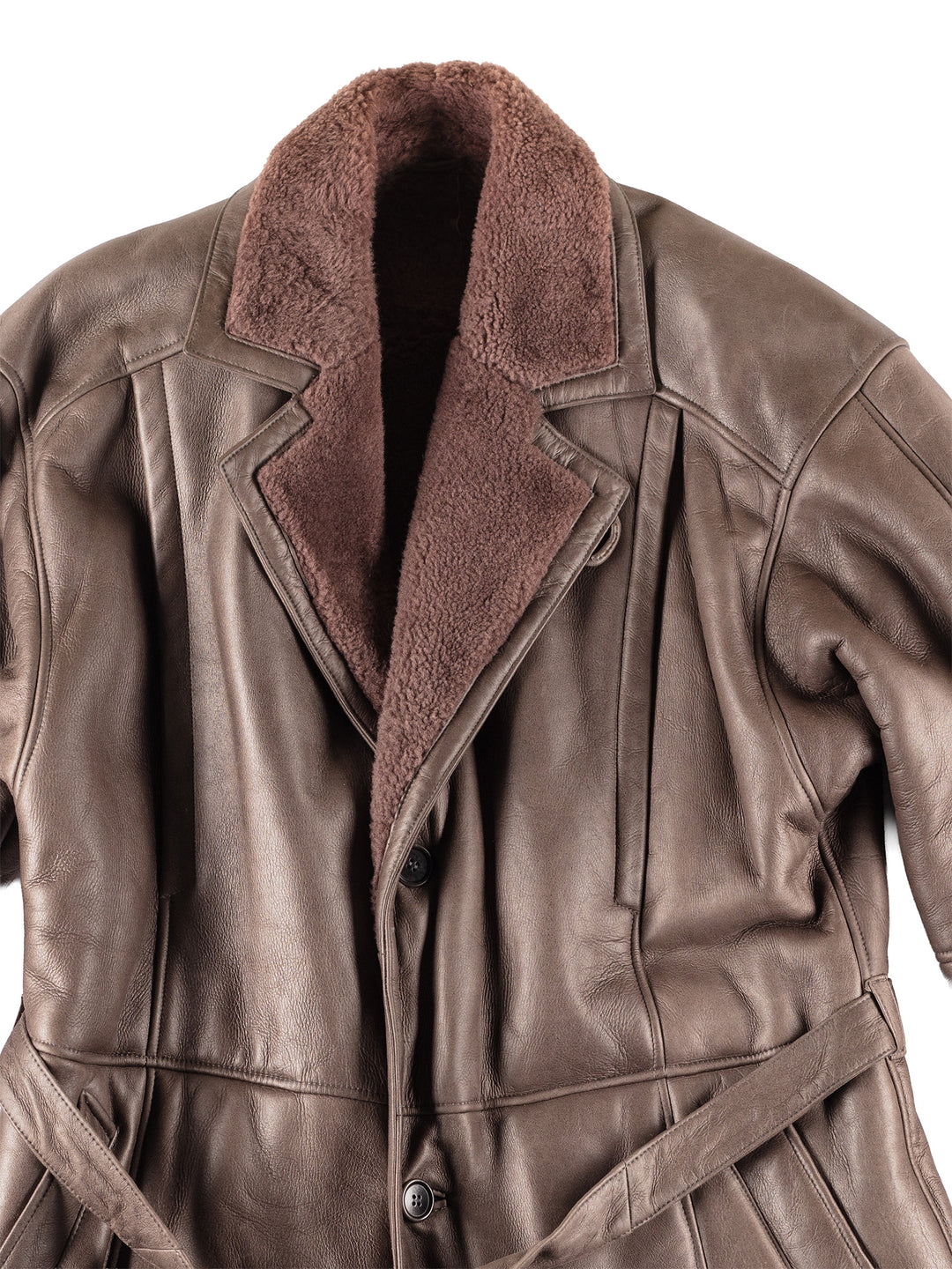 Vintage 80's Men Sheepskin Coat in BrownVN095
