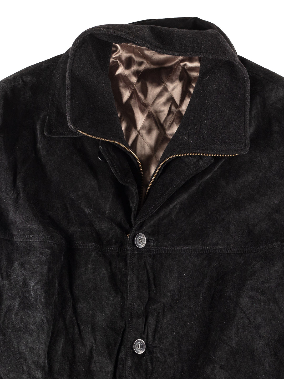 Vintage 90's Men Suede Coat in Black