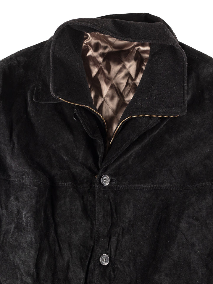 Vintage 90's Men Suede Coat in Black