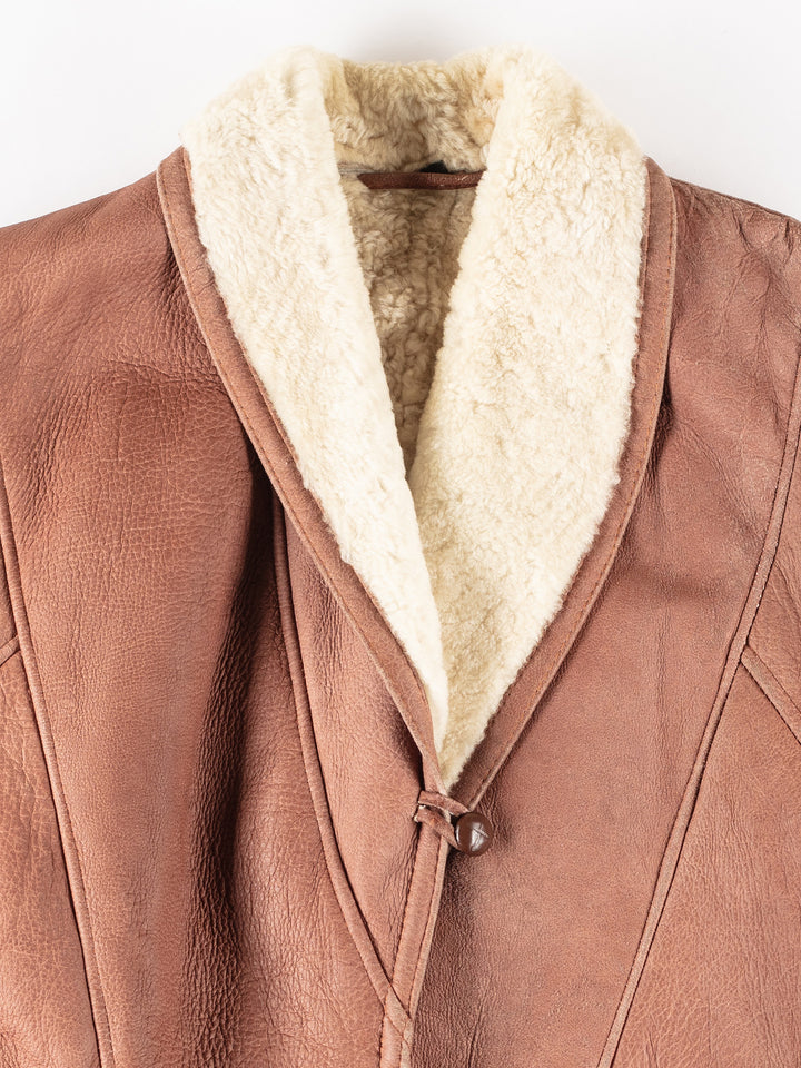 Vintage 80's Women Sheepskin Coat in BrownMN222