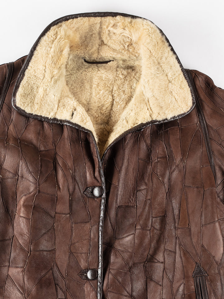 Vintage 80's Women Sheepskin Coat in BrownMN148
