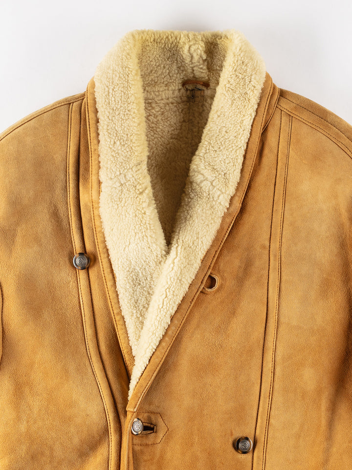 Vintage 80's Men Sheepskin Coat in BrownVN198