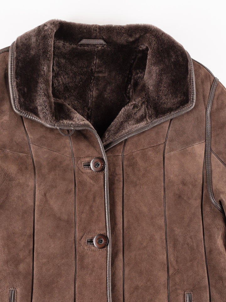 Vintage 80's Women Sheepskin Coat in Brown