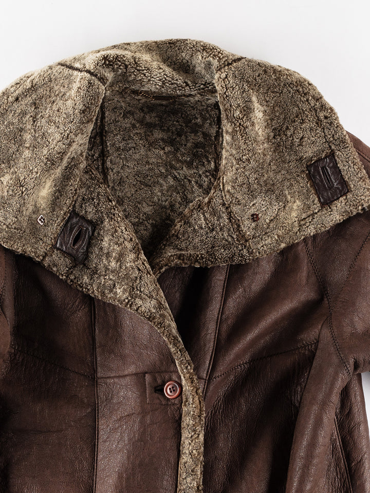 Vintage 80's Men Sheepskin Coat in BrownVN188