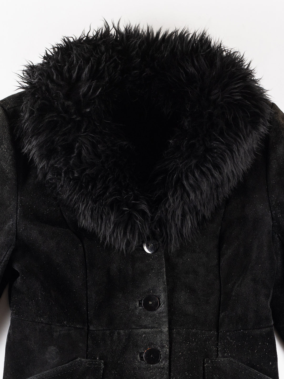 Vintage 70's Women Faux Sheepskin Jacket in BlackMN305