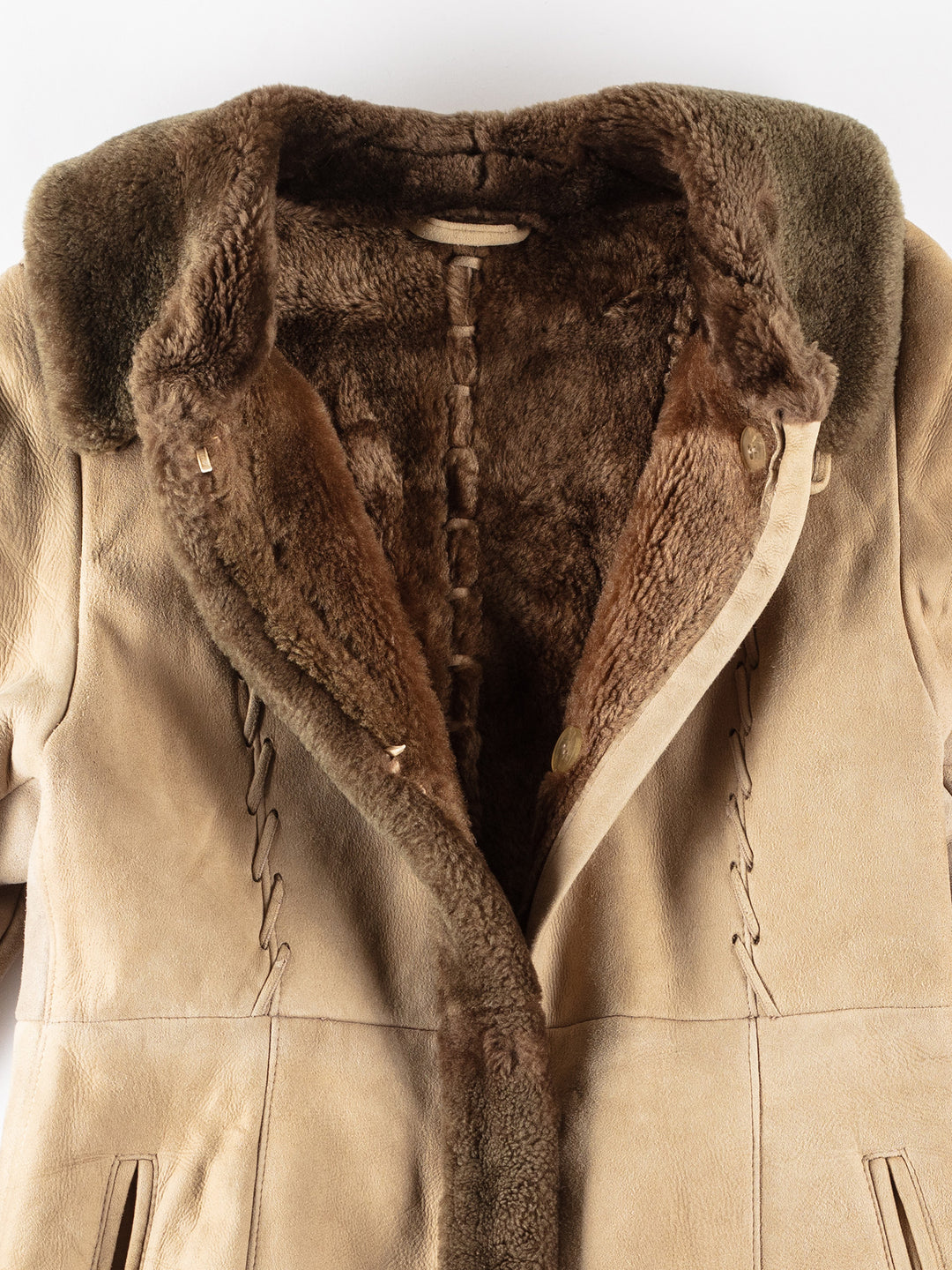 Vintage 90's Men Sheepskin Coat in BeigeMN187